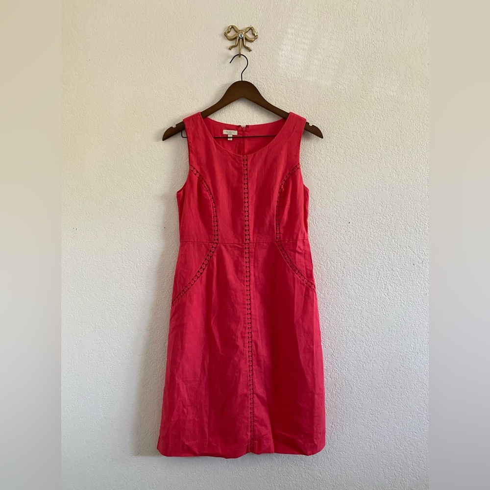 Talbots Coral Sheath Sleeveless Dress Petite 4 Linen Cotton Lined